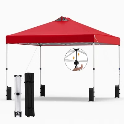 Тент-шатер Gymax 3×3 м с сумкой и мешками, красный