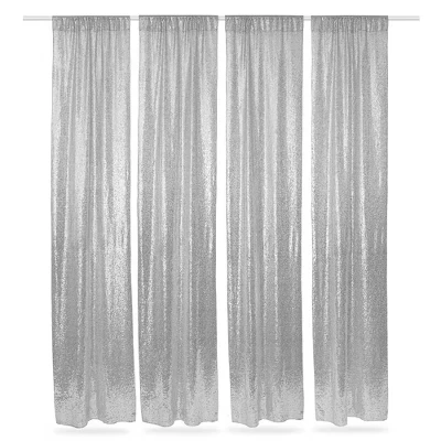 Шторы-фон Lann's Linens, 4 шт., 61×244 см, серебристые