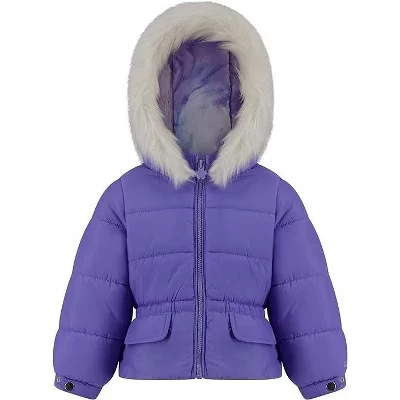 Девочковая зимняя куртка London Fog с мехом, фиолетовая