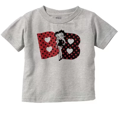 Футболка Betty Boop в стиле ретро с сердечками из мультфильма BB Hearts для маленьких девочек с лицензией heather