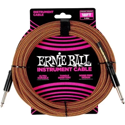 Инструментальный кабель Ernie Ball плетеный 5,5 м прямой‑прямой