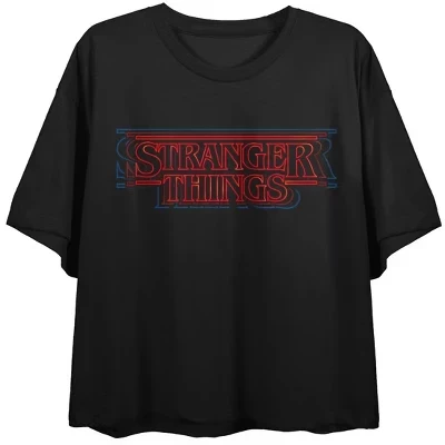 Женская укороченная футболка Stranger Things, черная