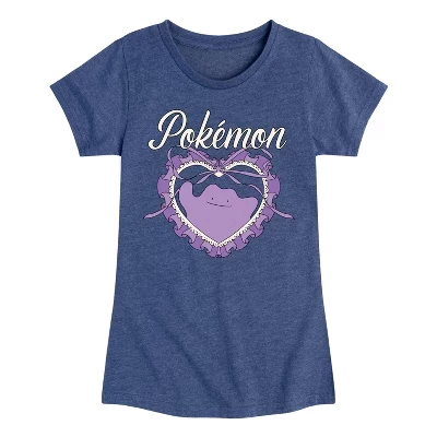 Футболка для девочек Pokemon Ditto, приталенная, синяя