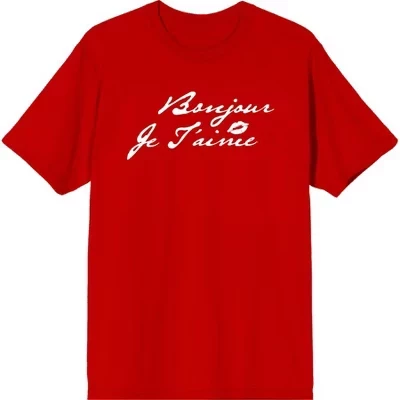 Футболка Bonjour Je T'Aime для взрослых с коротким рукавом, красная