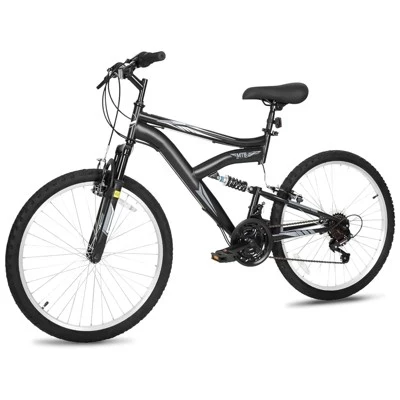 Детский горный велосипед 24-дюймовый MTB Велосипед Возраст 8-14 лет Рост 56-66 дюймов Для езды на велосипеде с полной подвеской Спортивные велосипеды для улицы - Черный