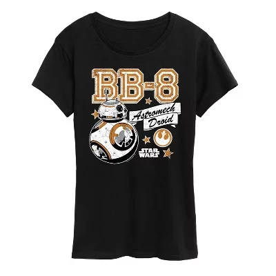 Женская футболка с коротким рукавом и рисунком BB8, черная