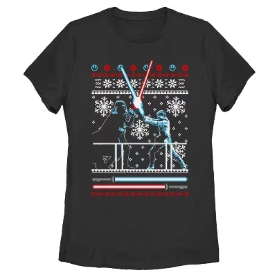 Женская футболка Ugly Christmas Duel черного цвета