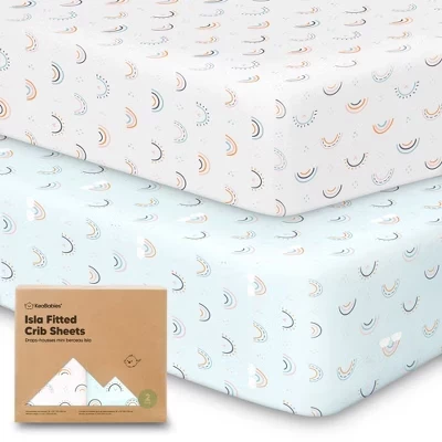 2pk Простыней Isla для мальчиков и девочек, 52x28 см, подходит для стандартных матрасов в детскую кроватку jolly rainbow