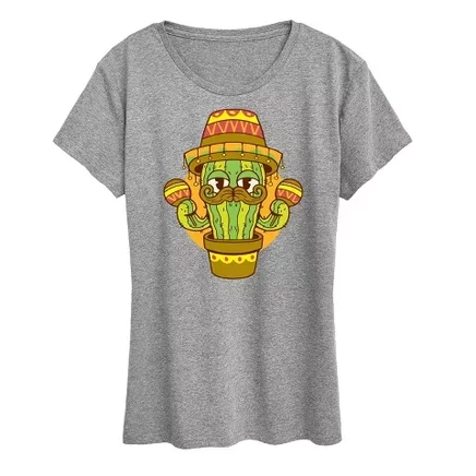 Женская футболка Cactus Sombrero с коротким рукавом и графическим рисунком heather grey