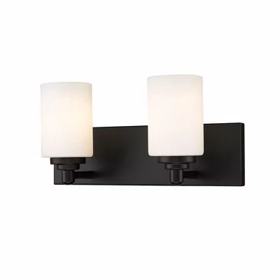 Soledad 2-Light Светильник для туалетного столика - Минималистичный стальной светильник с шикарными стеклянными абажурами черного цвета