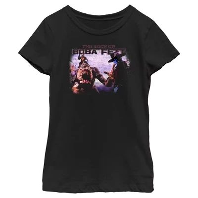 Футболка Girl's : The Book of Boba Fett, Cad Bane Rancor и Boba Standoff, черная