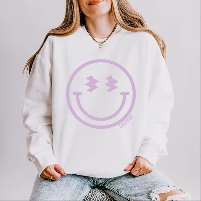 Легкая одежда с принтом в виде смайлика S.W.Smiley с рисунком смайлика, окрашенная в белый цвет Толстовка