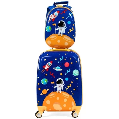 Детский набор чемодан и рюкзак Costway 18″/12″ ABS, синий