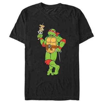 Мужская футболка TMNT Рафаэль и пицца, черная