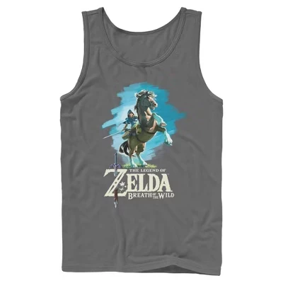 Мужская майка Legend of Zelda Breath of the Wild Link Epona цвета древесного угля