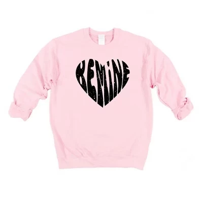 Женская толстовка с рисунком Be Mine Distressed Heart светло-розового цвета