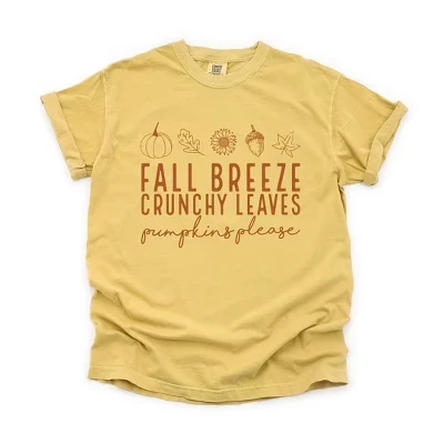 Женская футболка с коротким рукавом Fall Breeze и хрустящими листьями, окрашенная в горчичный цвет