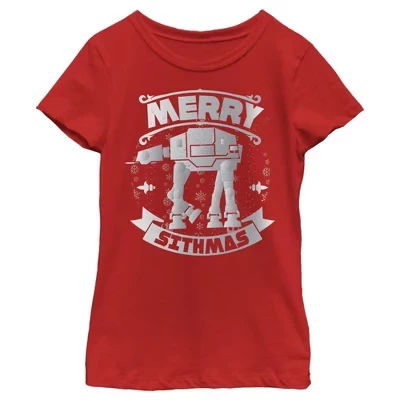 Футболка для девочек Star Wars Sithmas AT-AT, красная