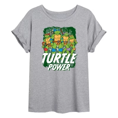 Женская футболка с объемным рисунком Turtle Power Oversize