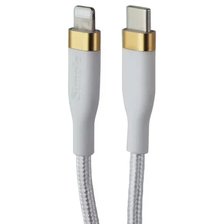 S. Простой 10-футовый кабель USB-C с 8-контактным разъемом Lightning в прочной оплетке - Белый/Золотой