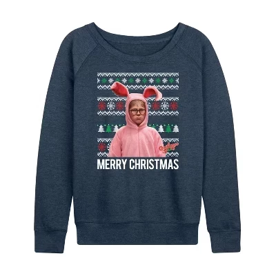 Женский лонгслив A Christmas Story, Merry Christmas, индиго