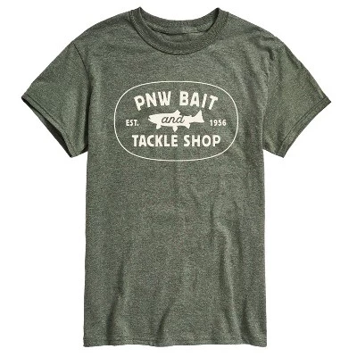 Мужская футболка с короткими рукавами и графическим рисунком Pnw Bait And Tackle зеленого цвета