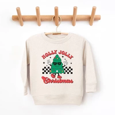 Молодежная ультрамягкая толстовка с рисунком Holly Jolly Christmas Tree из натуральной кожи