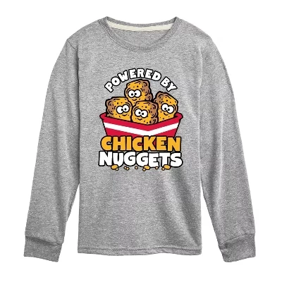 Футболка с рисунком Athletic Heather с длинными рукавами и надписью Powered By Chicken Nuggets