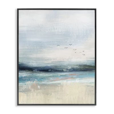Матовый пейзаж с океанскими чайками в рамке Giclee Art
