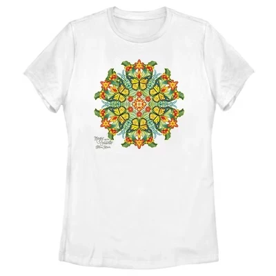 Женская футболка Butterfly Mandala от Catalina Estrada белого цвета