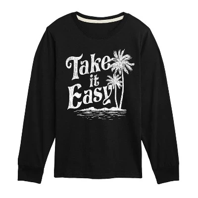 Футболка с длинным рукавом и рисунком Take It Easy Trees черного цвета
