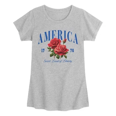 Приталенная футболка с коротким рукавом и графическим рисунком American Roses heather grey