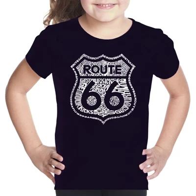 Футболка с надписью Girl's Word Art - Получайте удовольствие от Route 66, черная
