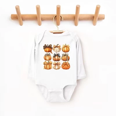 Детское боди с длинными рукавами Coquette Fall Pumpkin Chart белого цвета