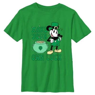 Футболка Boy's Mickey & Friends Make Your Own Luck зеленого цвета