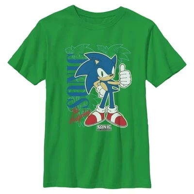 Мальчиковая футболка Sonic the Hedgehog Thumbs Up, зеленая