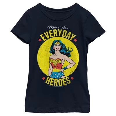 Женская футболка Wonder Woman Moms Are Everyday Heroes темно-синего цвета