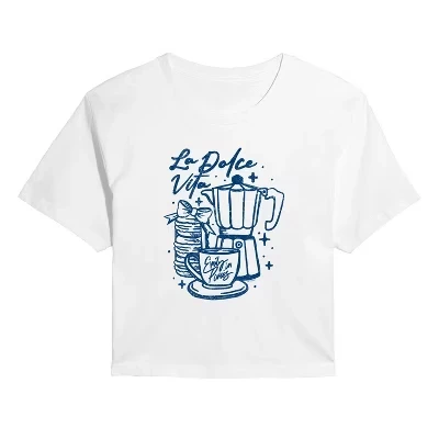 Женская укороченная футболка с рисунком La Dolce Vita, белая