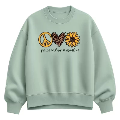 Женская толстовка Peace, Love, Sunshine Oversize из флиса с капюшоном seafoam