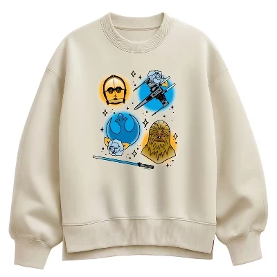 Женская толстовка Rebels Tattoo Oversize из флиса кремового цвета с татуировкой повстанцев