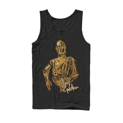 Мужская майка The Rise of Skywalker C-3PO Stay Golden черного цвета .