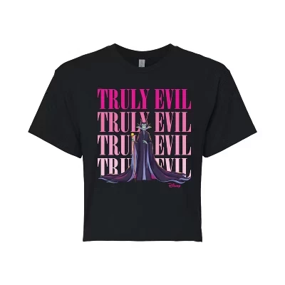 Женская укороченная футболка с рисунком Truly Evil Maleficent, черная
