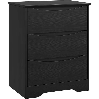 Wooden Dresser with 3 Drawers, Tall Modern Closet with Deep Storage, Wide Top Chest of Drawers for Bedroom Living Room black