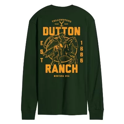 Мужская футболка с длинным рукавом и графическим рисунком торговой марки Dutton Ranch зеленого цвета