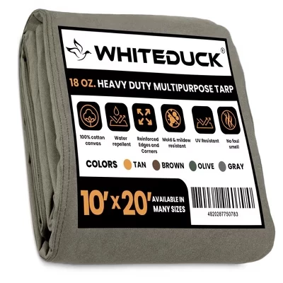 Плотный брезентовый чехол WHITE DUCK, 18 унций водостойкого хлопка с усиленными краями и втулками из нержавеющей стали оливкового цвета