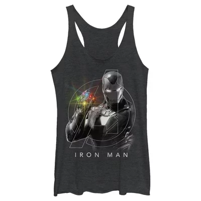 Женская майка с логотипом Avengers Endgame Glowing Stones и портретом Racerback черного цвета