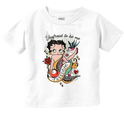 Футболка с татуировкой Betty Boop Unafraid To Be Me для маленьких девочек лицензионного белого цвета