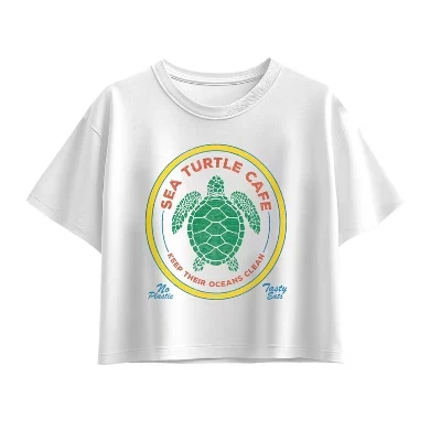 Футболка с коротким рукавом и графическим рисунком Sea Turtle Cafe белого цвета