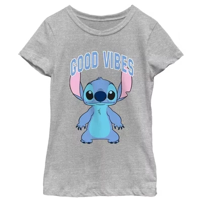Футболка с надписью Girl's Good Vibes Collegiate Stitch от athletic heather