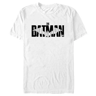 Мужская черно-белая футболка с логотипом The Batman с летучей мышью белого цвета